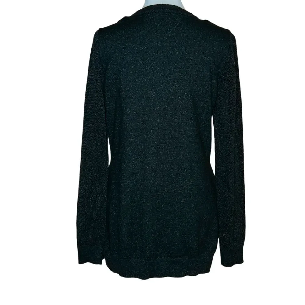 Michael Michael Kors Black Gold Metallic Lace-Up Tunic Sweater Small Maximalist
